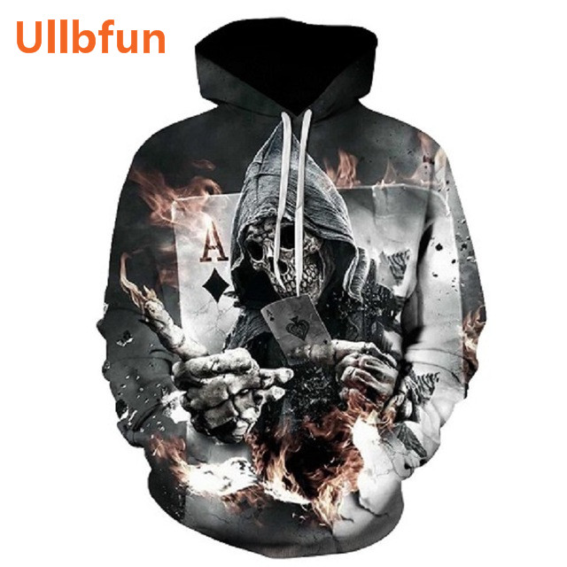 Ullbfun Sweatshirt 3D Skull Printed Pullovers Hoodies (24)